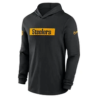 Men's Nike Black Pittsburgh Steelers Sideline Hoodie Performance Long Sleeve T-Shirt