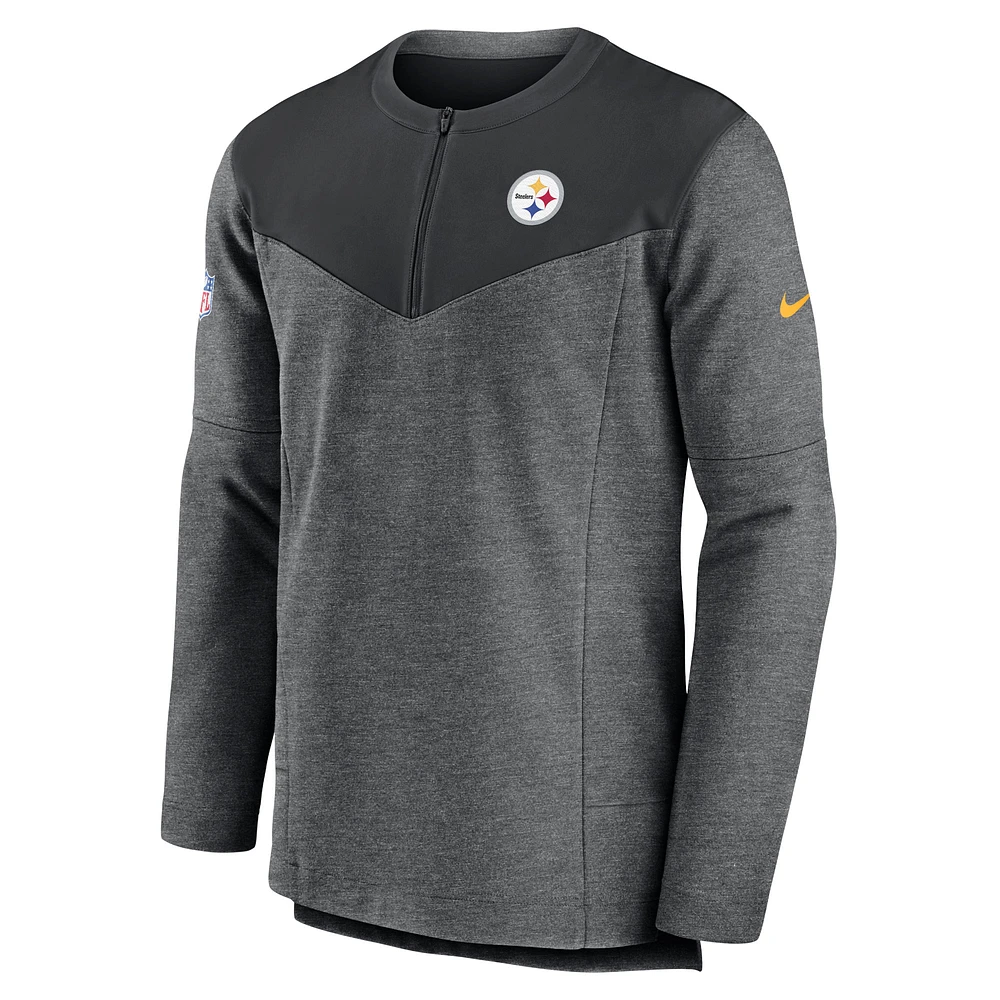Men's Nike Black Pittsburgh Steelers Sideline Lockup Performance - Quarter-Zip Top