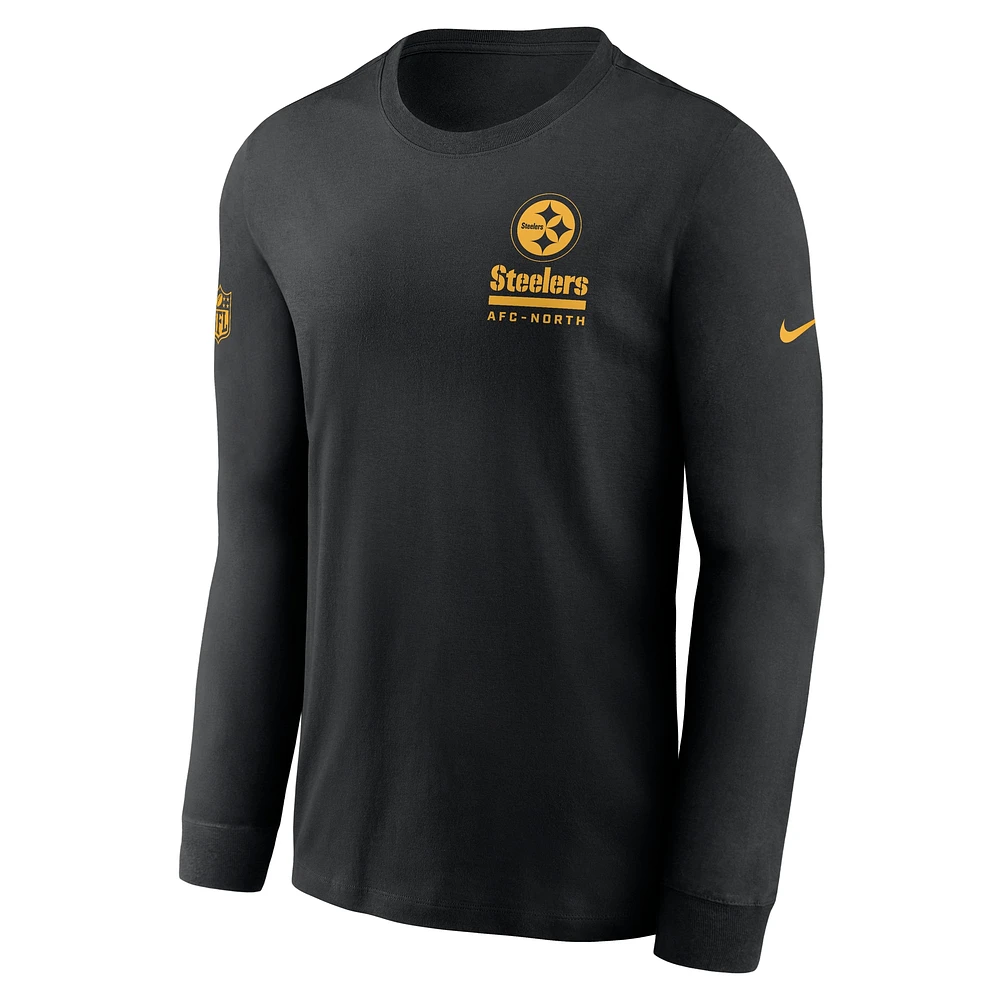 Men's Nike Black Pittsburgh Steelers Sideline Performance Long Sleeve T-Shirt