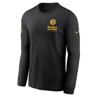 Men's Nike Black Pittsburgh Steelers Sideline Performance Long Sleeve T-Shirt