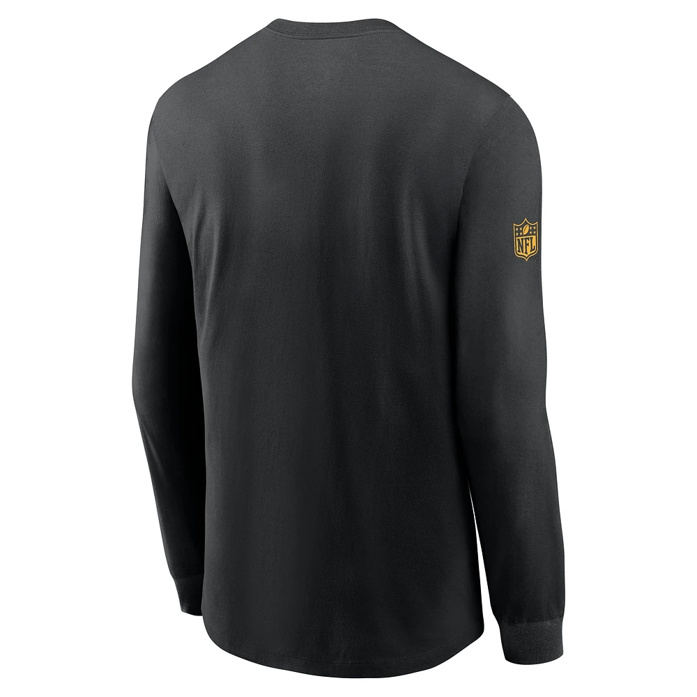 Men's Nike Black Pittsburgh Steelers Sideline Performance Long Sleeve T-Shirt