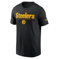 T-shirt Nike noir pour homme, coupe latérale, des Pittsburgh Steelers