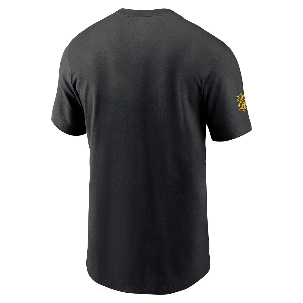 T-shirt Nike noir pour homme, coupe latérale, des Pittsburgh Steelers