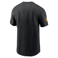 T-shirt Nike noir pour homme, coupe latérale, des Pittsburgh Steelers