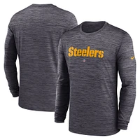 T-shirt à manches longues Nike Pittsburgh Steelers Sideline Team Velocity Performance pour homme, noir