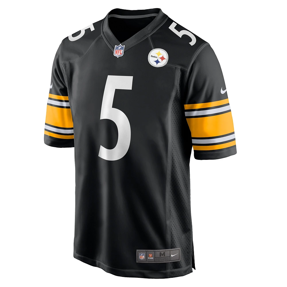 Maillot de match Nike Cameron Johnston noir des Pittsburgh Steelers pour homme