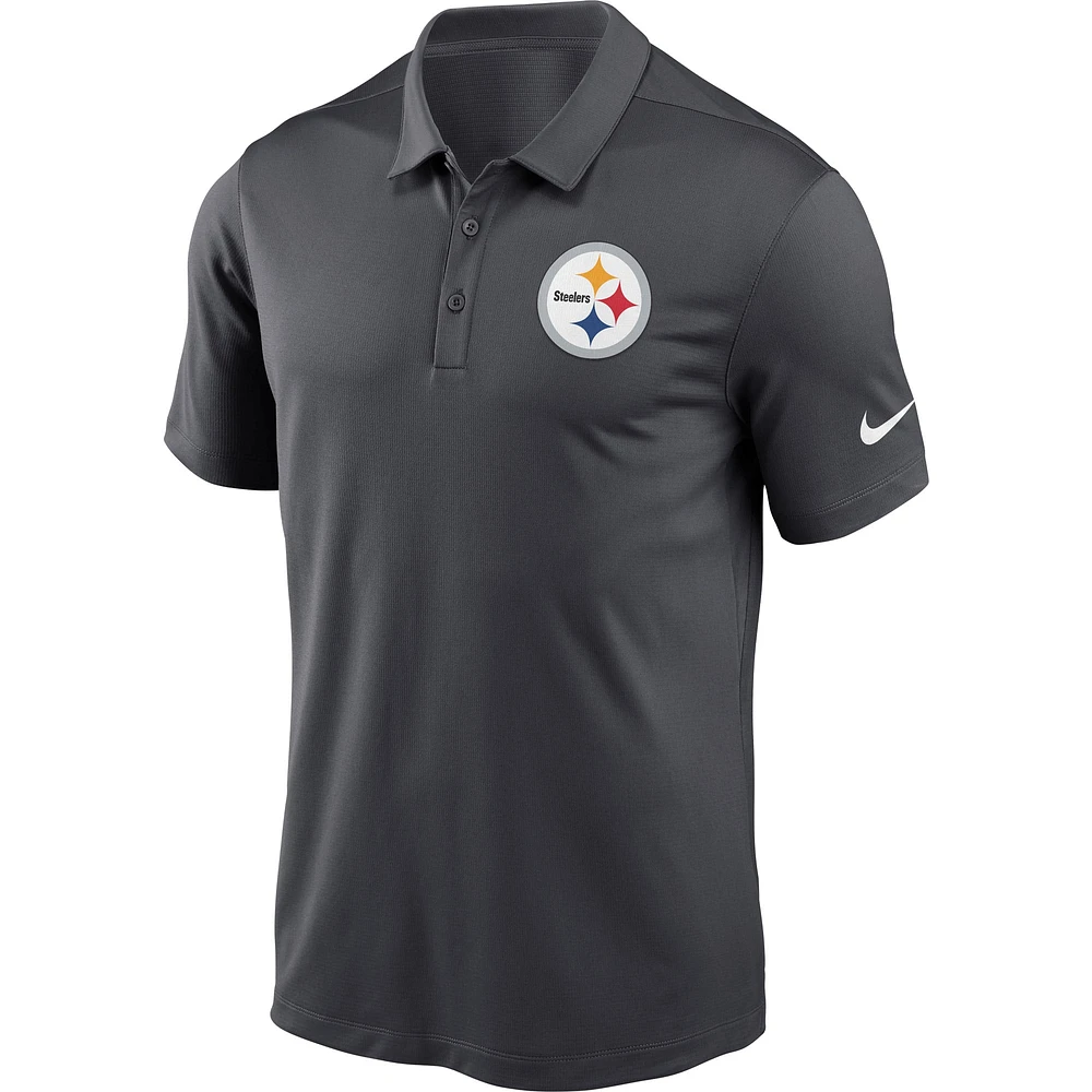 Men's Nike Charcoal Pittsburgh Steelers Fan Gear Franchise Heat-Sealed Graphic Team Polo