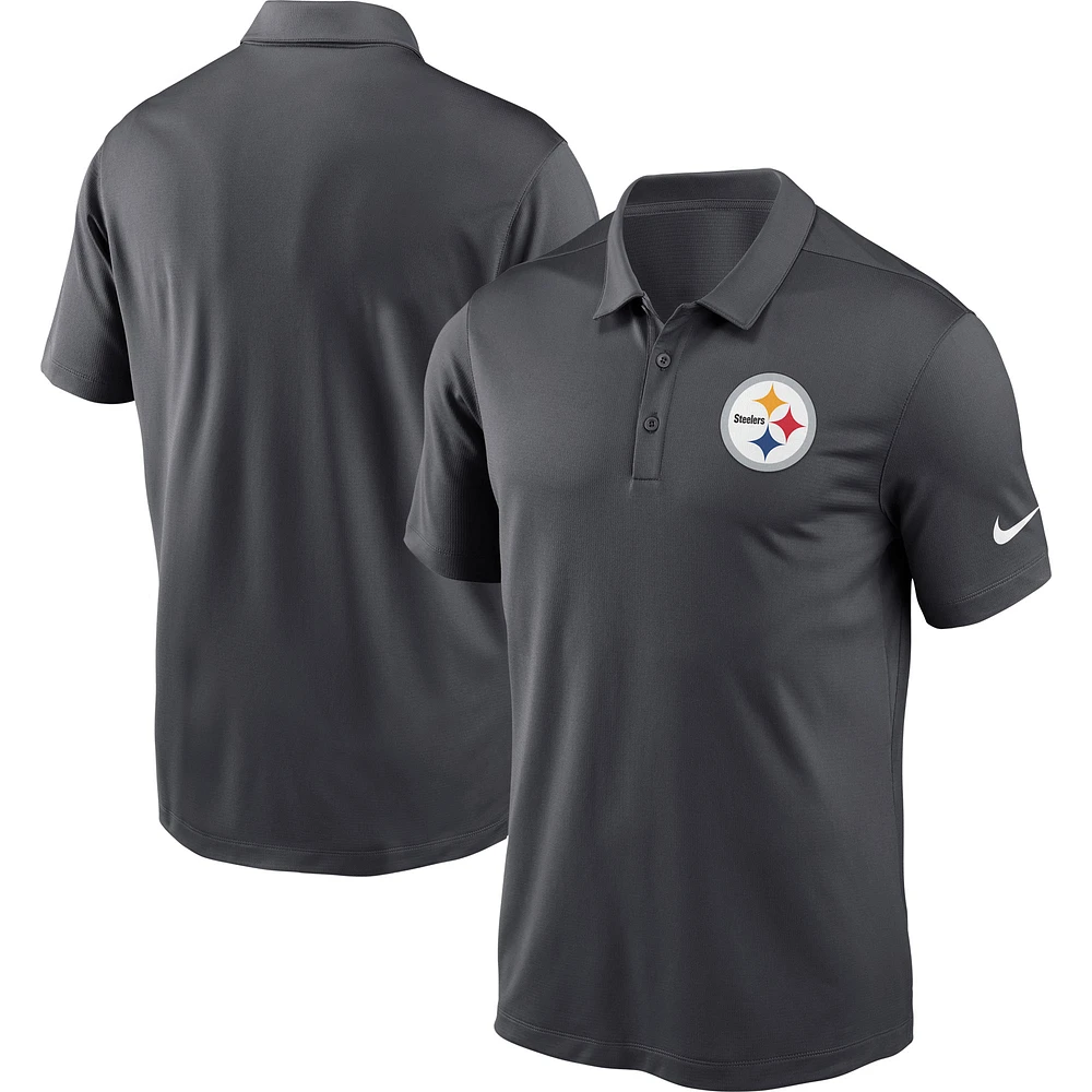 Men's Nike Charcoal Pittsburgh Steelers Fan Gear Franchise Heat-Sealed Graphic Team Polo