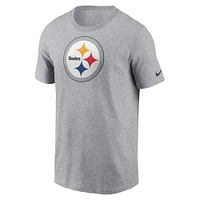 T-shirt essentiel avec logo Pittsburgh Steelers Nike gris pour homme