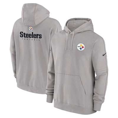 Men's Nike Gray Pittsburgh Steelers Sideline Club Fleece Pullover Hoodie