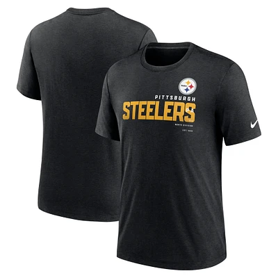 T-shirt Nike Heather Black Pittsburgh Steelers Team Tri-Blend pour homme