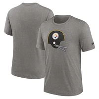 T-shirt à trois mélanges Nike Heather Charcoal Pittsburgh Steelers Rewind Logo pour homme