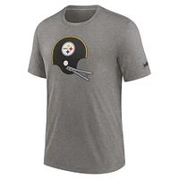 T-shirt à trois mélanges Nike Heather Charcoal Pittsburgh Steelers Rewind Logo pour homme