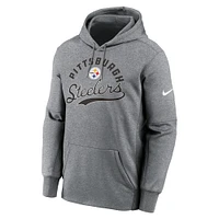 Men's Nike Heather Gray Pittsburgh Steelers Performance Fleece Pullover Hoodie