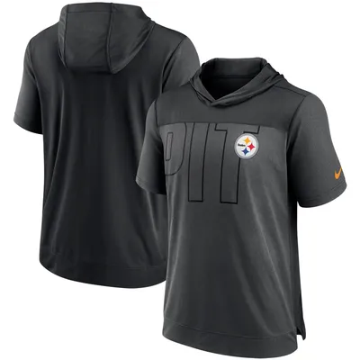 Pittsburgh Steelers Nike Performance Hoodie T-Shirt - Heathered Charcoal/Black