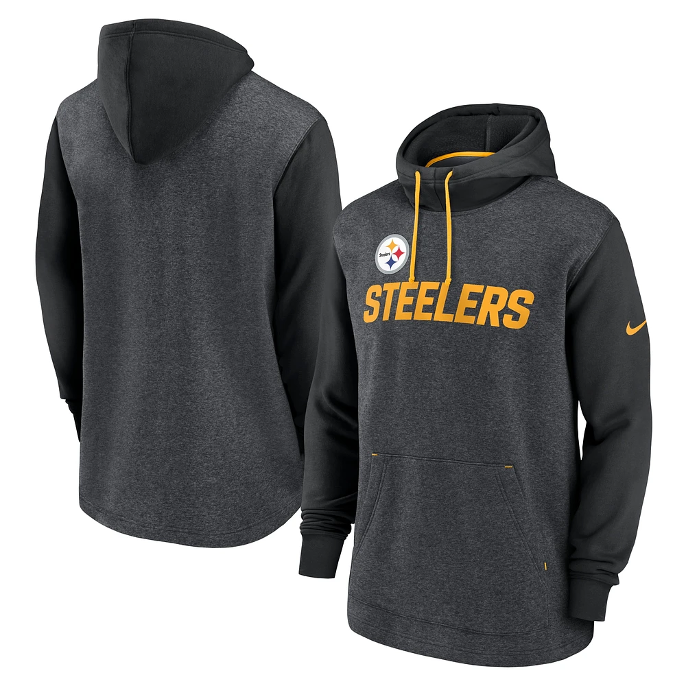 Sweat à capuche Nike Heathered Charcoal/Black Pittsburgh Steelers Surrey Legacy pour hommes