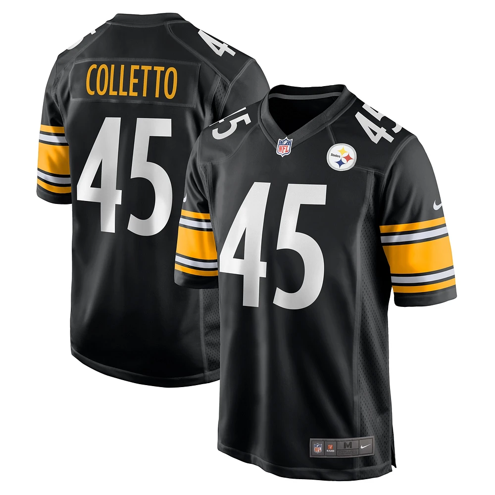 Maillot de match Nike Jack Colletto pour hommes, noir, Pittsburgh Steelers