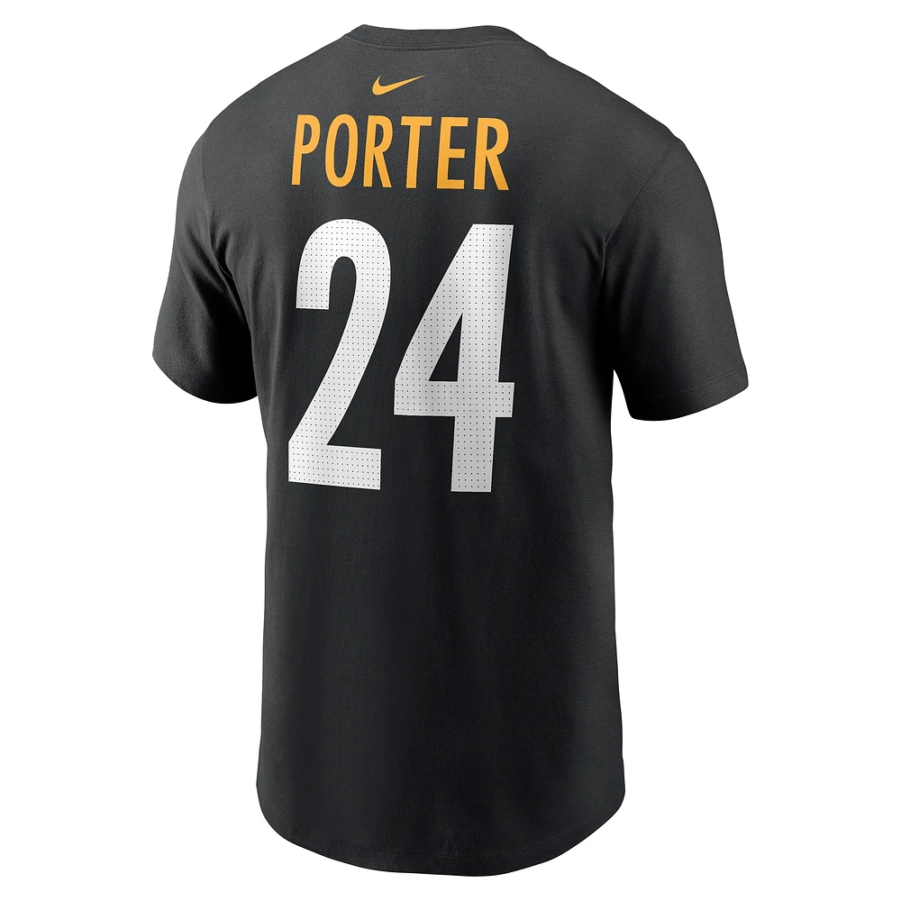 T-shirt Nike Joey Porter Jr. pour homme, noir, avec nom et numéro du joueur des Pittsburgh Steelers