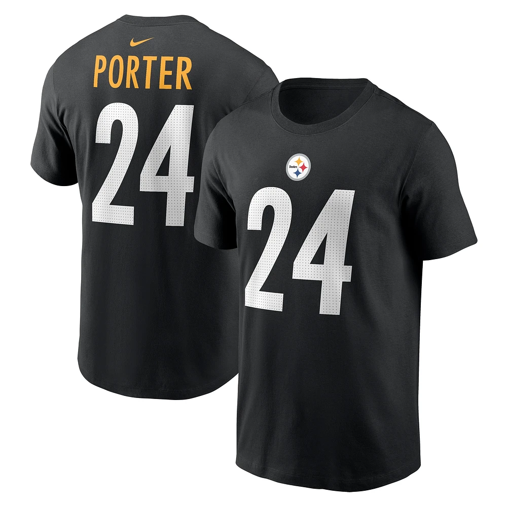 T-shirt Nike Joey Porter Jr. pour homme, noir, avec nom et numéro du joueur des Pittsburgh Steelers