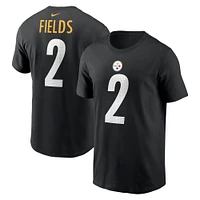 T-shirt Nike Justin Fields pour homme, noir, Pittsburgh Steelers, nom et numéro du joueur