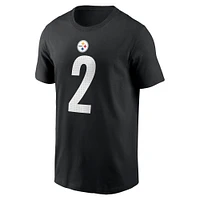 T-shirt Nike Justin Fields pour homme, noir, Pittsburgh Steelers, nom et numéro du joueur