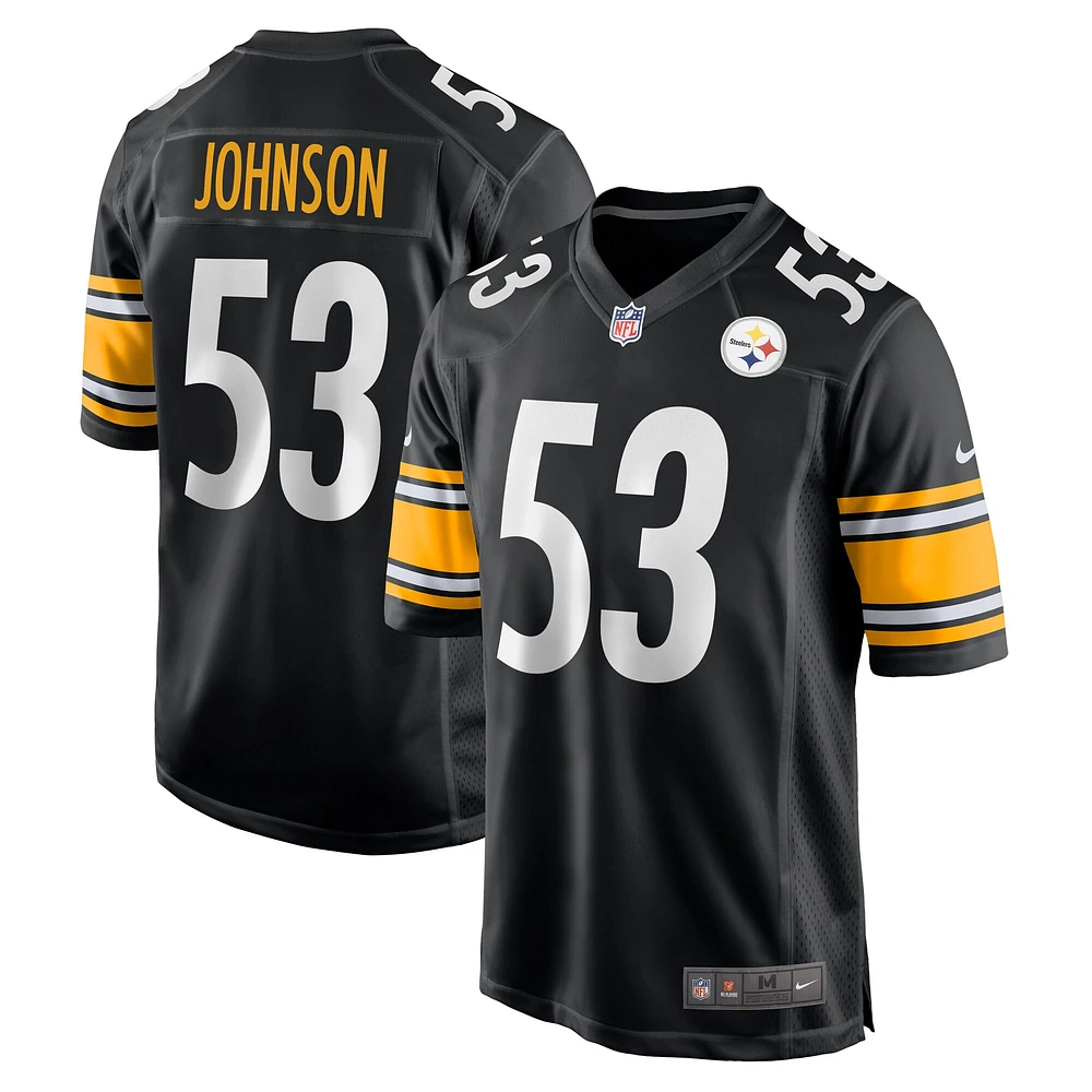 Maillot de match Nike Kyron Johnson pour hommes, noir, Pittsburgh Steelers