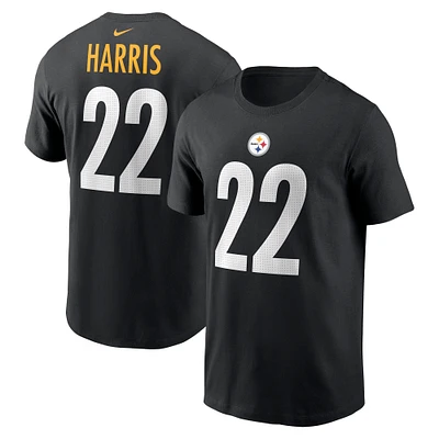 T-shirt Nike Najee Harris pour homme, noir, Pittsburgh Steelers, nom et numéro du joueur