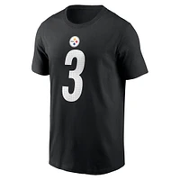 T-shirt avec nom et numéro Nike Russell Wilson pour hommes, noir, Pittsburgh Steelers