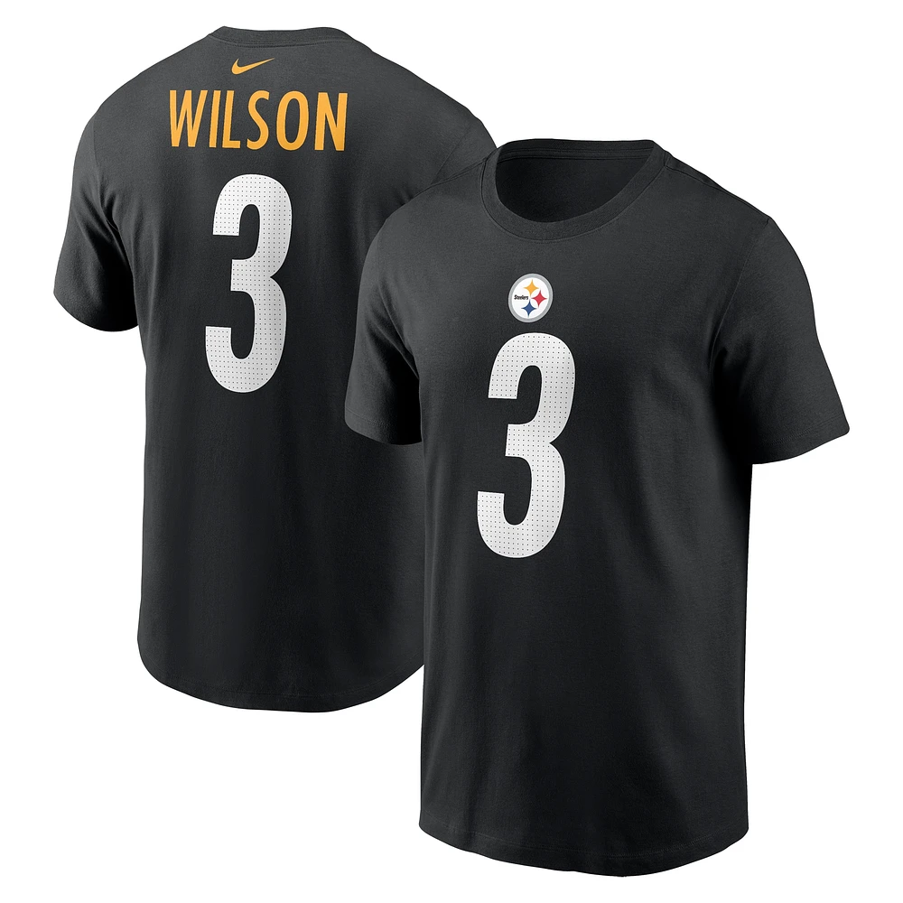 T-shirt avec nom et numéro Nike Russell Wilson pour hommes, noir, Pittsburgh Steelers