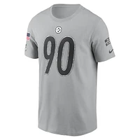 Men's Nike T.J. Watt Gray Pittsburgh Steelers 2024 Salute To Service Name & Number T-Shirt