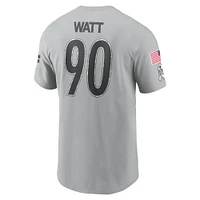 Men's Nike T.J. Watt Gray Pittsburgh Steelers 2024 Salute To Service Name & Number T-Shirt