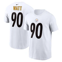 Nike T.J. pour hommes Watt White Pittsburgh Steelers Nom et numéro du joueur T-shirt