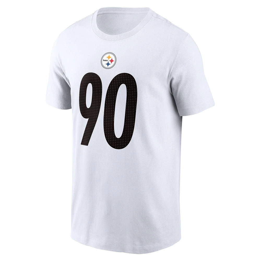 Nike T.J. pour hommes Watt White Pittsburgh Steelers Nom et numéro du joueur T-shirt