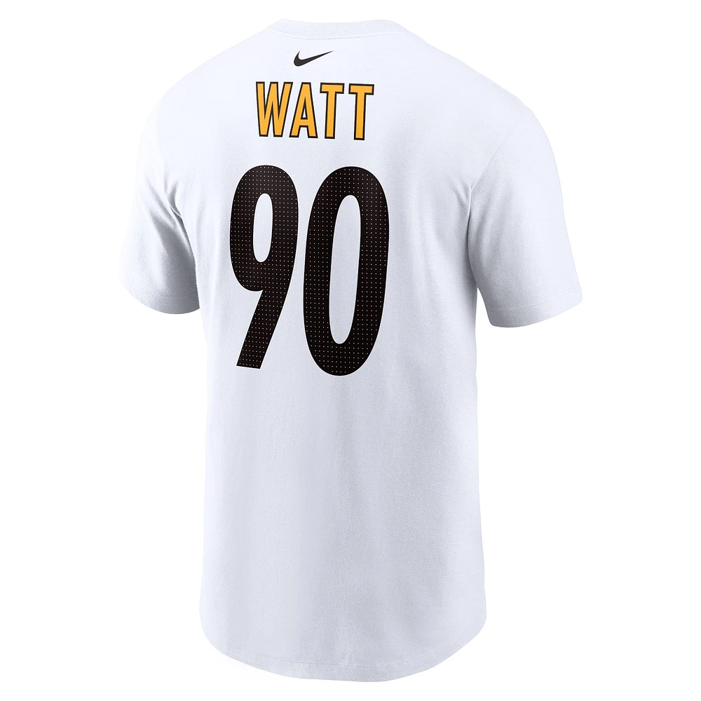 Nike T.J. pour hommes Watt White Pittsburgh Steelers Nom et numéro du joueur T-shirt