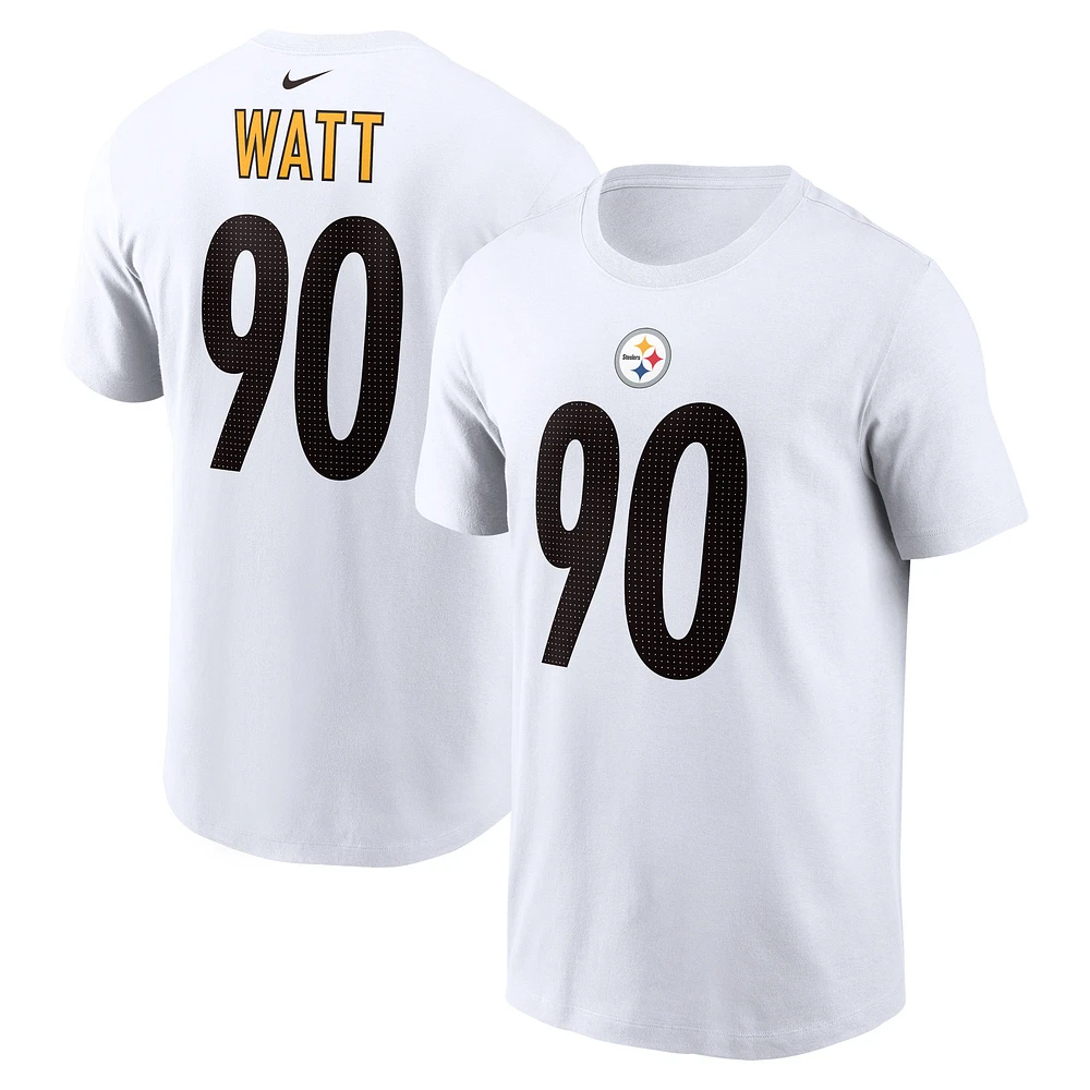 Nike T.J. pour hommes Watt White Pittsburgh Steelers Nom et numéro du joueur T-shirt
