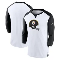 T-shirt à manches 3/4 Nike Pittsburgh Steelers Rewind pour homme, blanc/noir