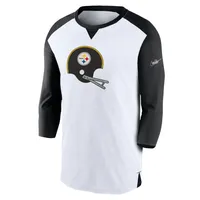 T-shirt à manches 3/4 Nike Pittsburgh Steelers Rewind pour homme, blanc/noir