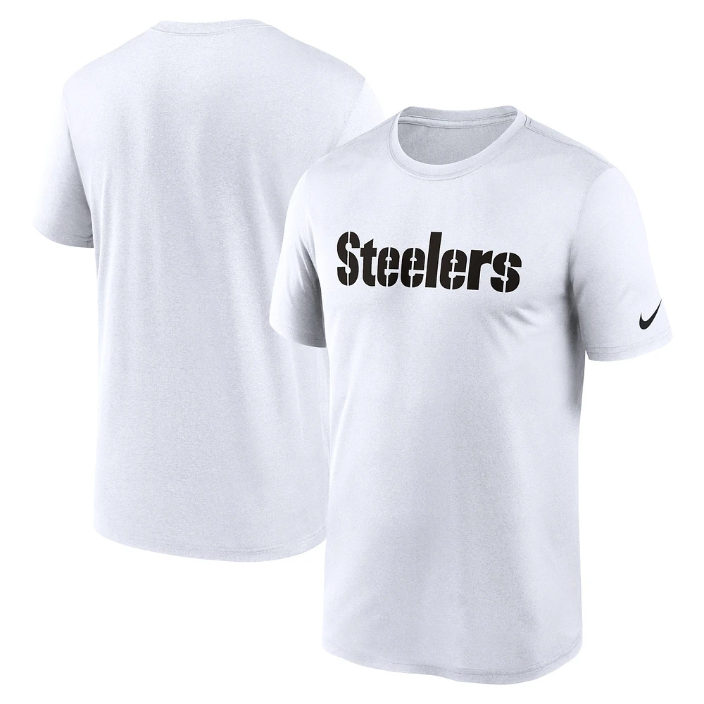 T-shirt Nike blanc Pittsburgh Steelers Legend Wordmark Performance pour homme