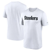 T-shirt Nike blanc Pittsburgh Steelers Primetime Legend Wordmark Performance pour homme