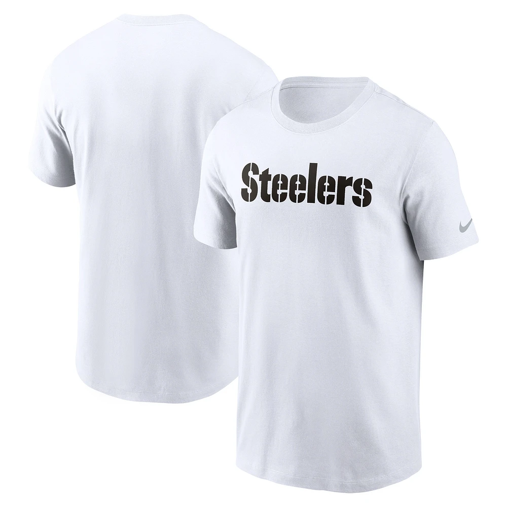 T-shirt essentiel Nike blanc Pittsburgh Steelers Primetime Wordmark pour hommes