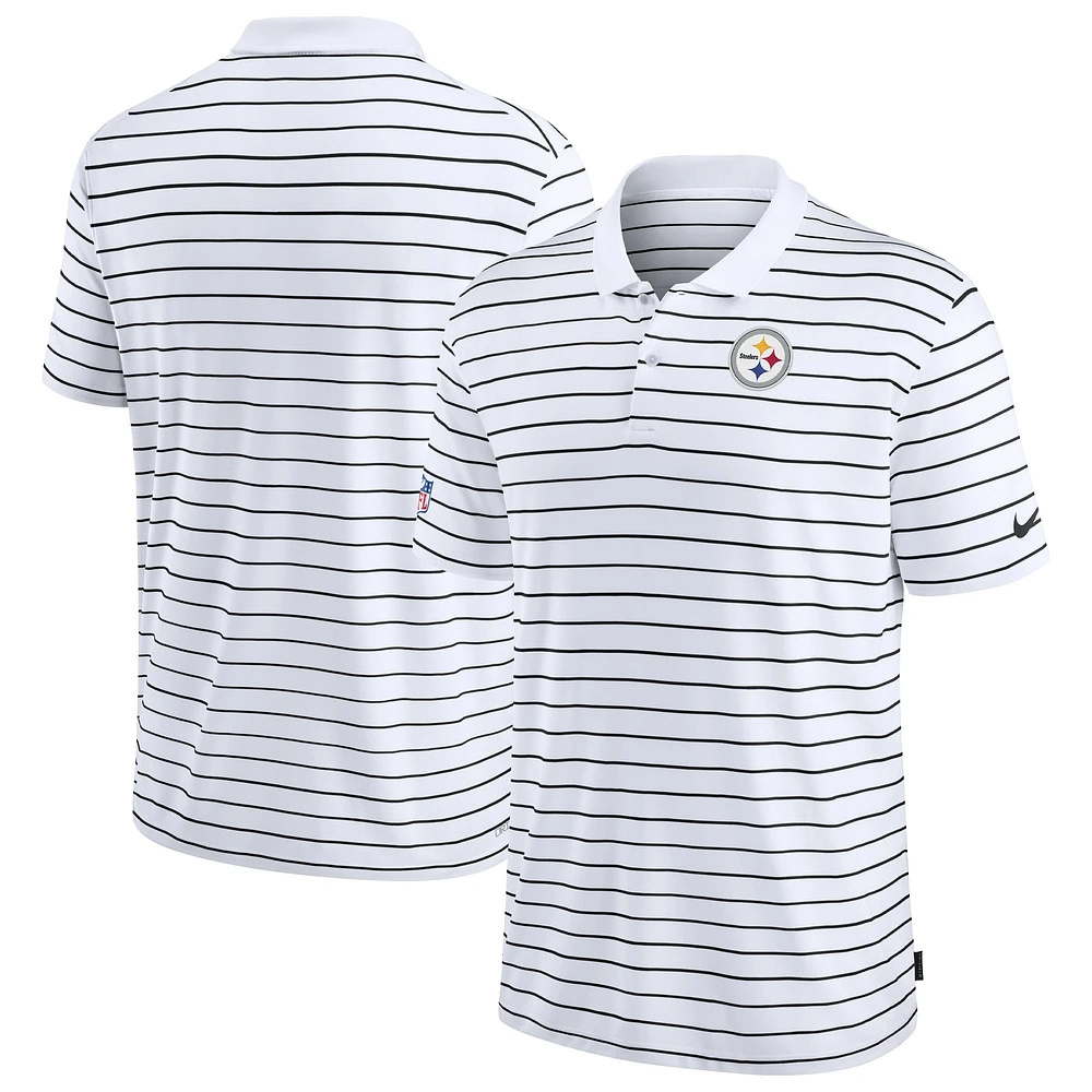 Polo de performance Nike pour hommes, Pittsburgh Steelers Sideline Lock Up Victory, blanc