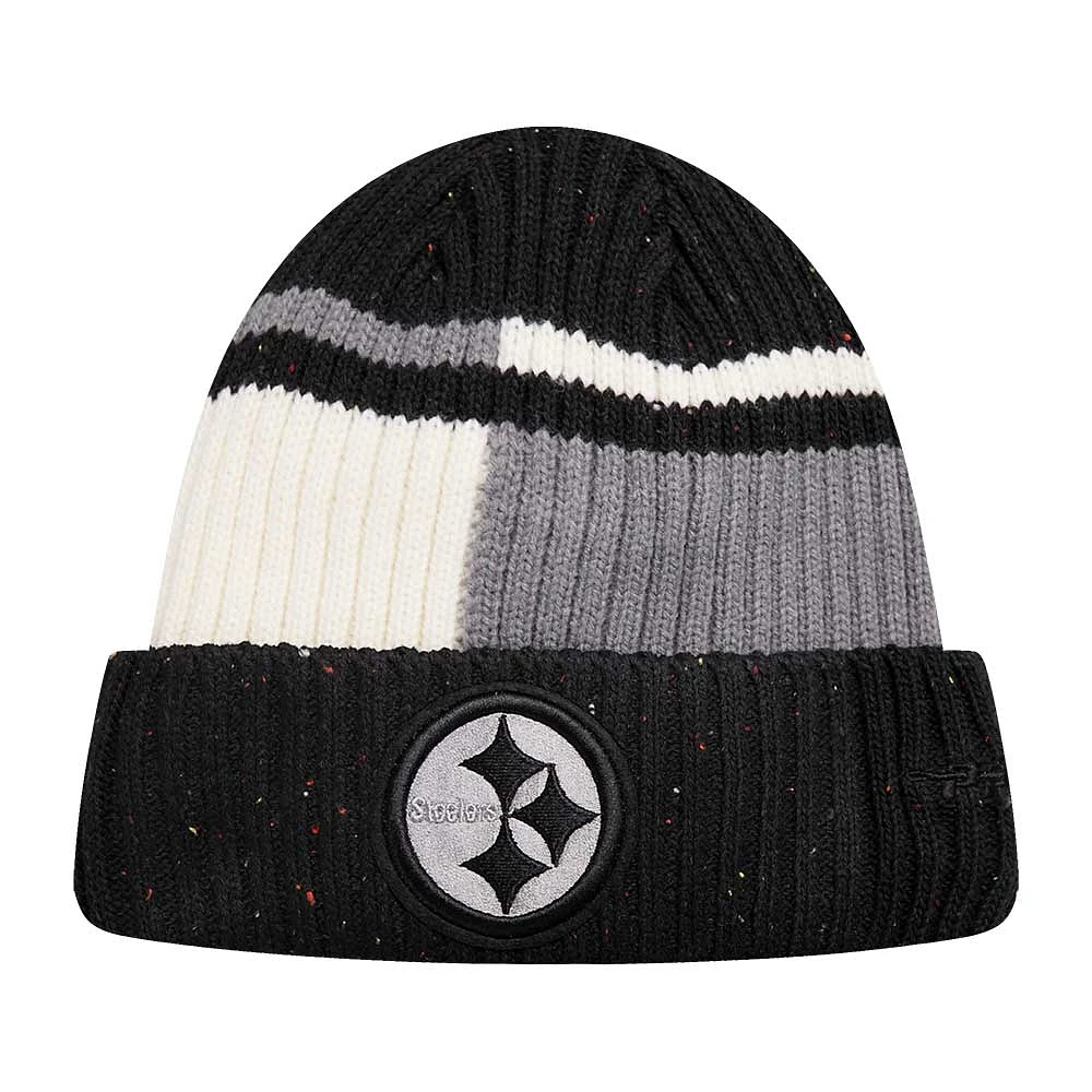 Men's Pro Standard Black/White Pittsburgh Steelers Speckled Cuffed Knit Hat