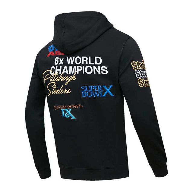 Sweat à capuche noir Pro Standard pour hommes des Pittsburgh Steelers 6x Super Bowl Champions