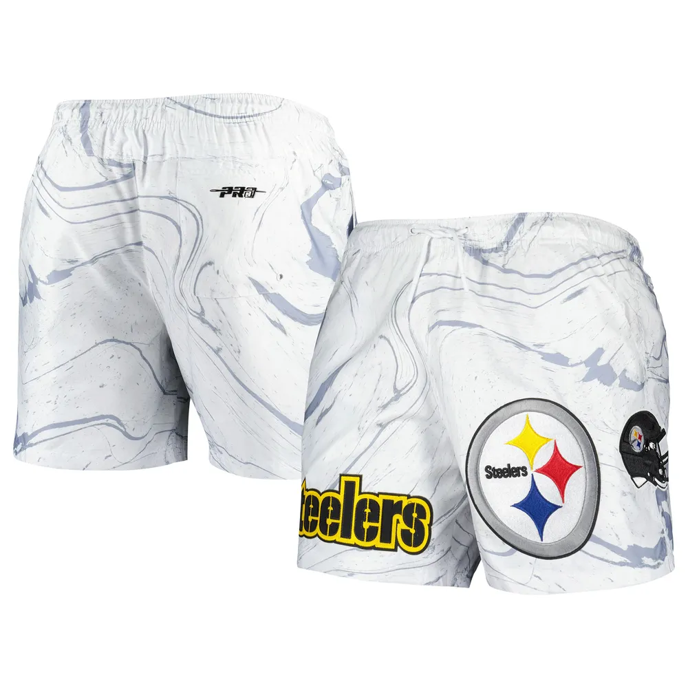 Men's Pro Standard White Pittsburgh Steelers Allover Marble Print Shorts