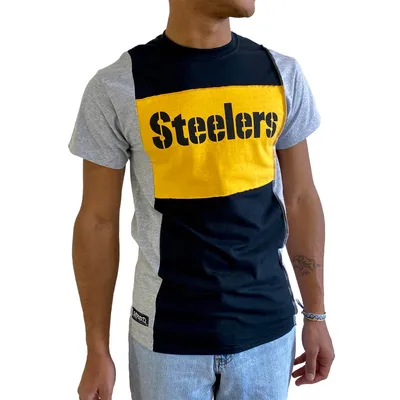 Pittsburgh Steelers Refried Apparel Sustainable Split T-Shirt - Heather Black