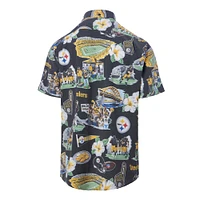 Chemise boutonnée panoramique noire des Pittsburgh Steelers de Reyn Spooner pour homme