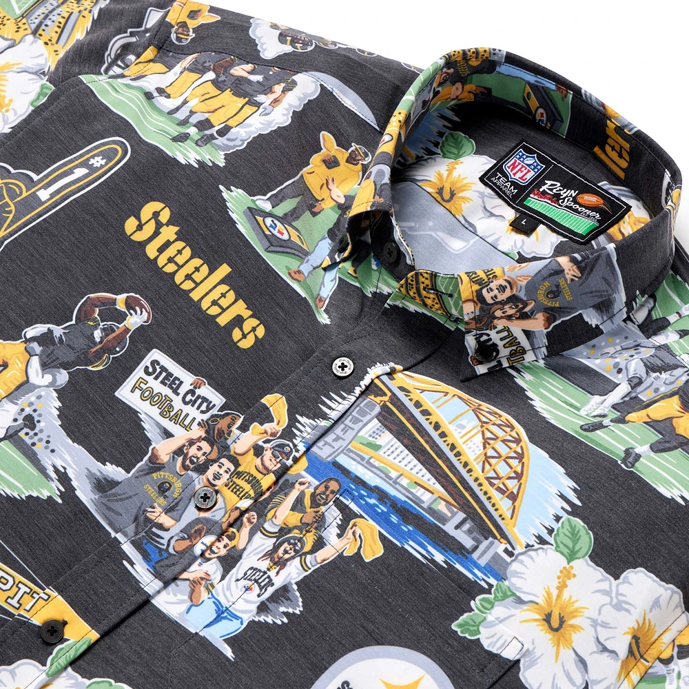 Men's Reyn Spooner Black Pittsburgh Steelers Scenic Button-Down Shirt