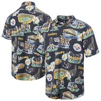 Chemise boutonnée panoramique noire des Pittsburgh Steelers de Reyn Spooner pour homme