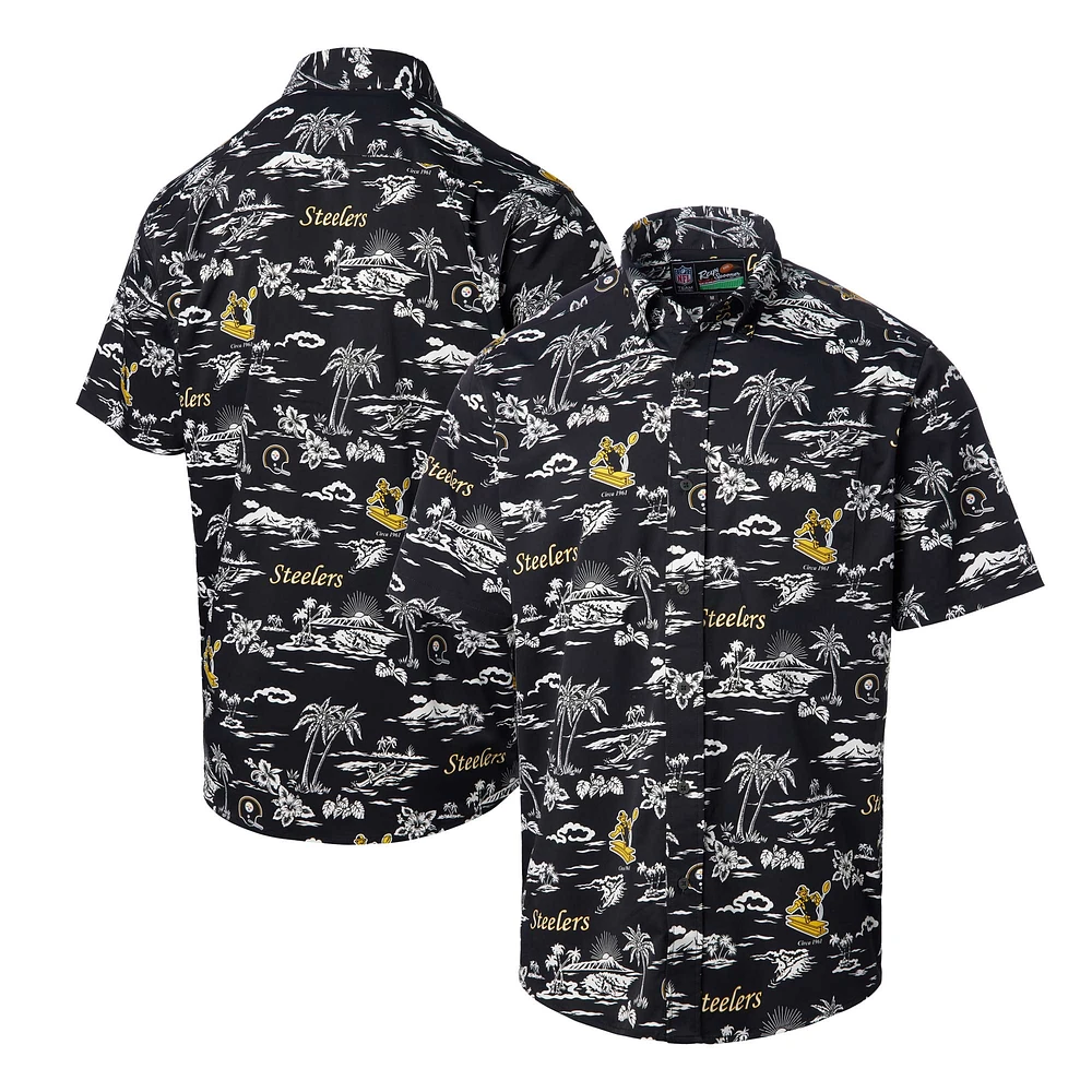 Chemise boutonnée à imprimé Kekai des Pittsburgh Steelers pour homme Reyn Spooner noire