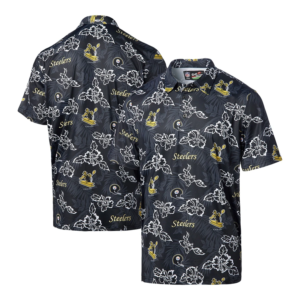 Polo Reyn Spooner Pittsburgh Steelers Throwback Pua Performance pour homme Noir